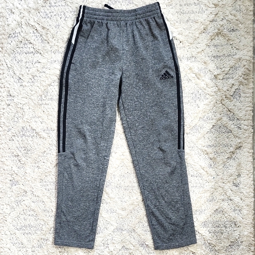 Adidas Straight Athletic Track Pants Gray Black Boys Size Medium 10 12
